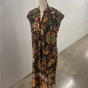 Zara Black Midi Dress with Vibrant Floral Pattern